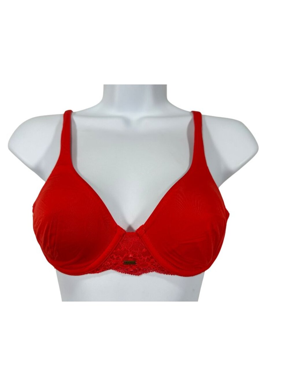 BeMe Womens Red Lace Push-Up Demi Bra 34A Adjustable Straps Comfortable Fit